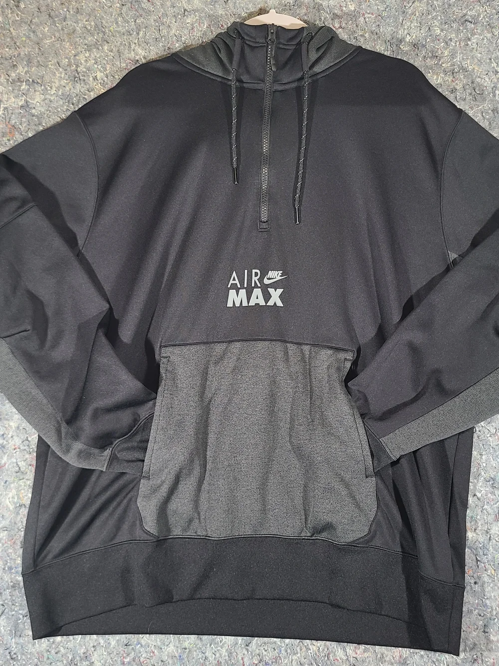 Nike Air Max Therma-FIT Hoodie Mens XXL Black Quarter Zip Pullover Sweatshirt